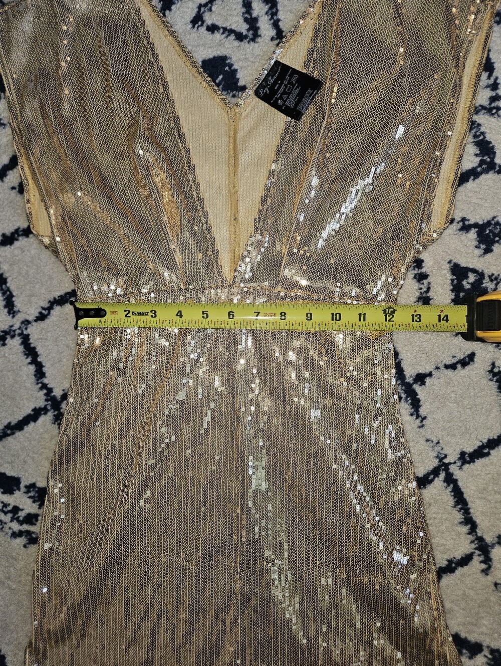 Gold Sequin Deep Plunge Micro Mini Dress - Picture 8 of 11